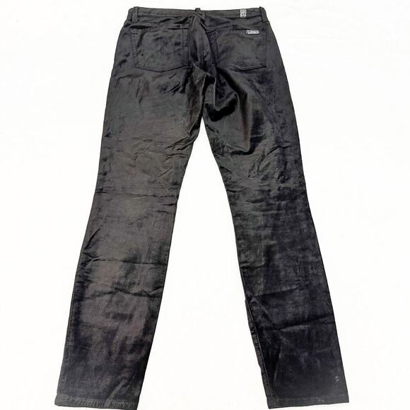 7 For All Mankind Faux Velvet Textured Denim Jeans Black Size 27 - Picture 3 of 7